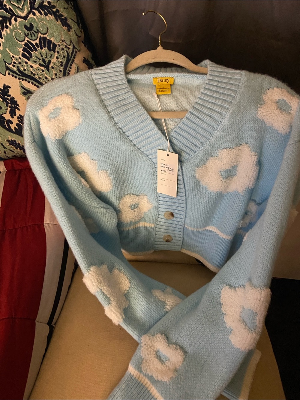 Daisy Lavender Cropped Floral Button-Front Cardigan